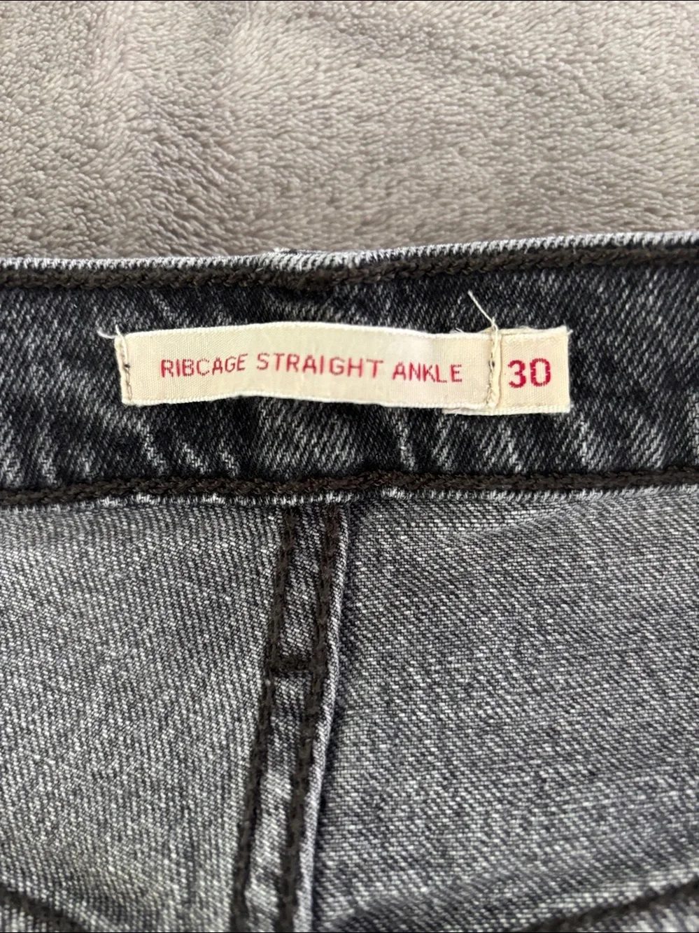 Levi's Premium‎ Ribcage Straight Ankle Women’s Washed Black Straight Jeans Sz 30